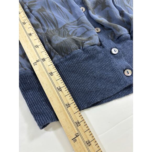 Sundance Multi Media Cardigan Blue Purple Stripe Floral Medium Linen Silk - Picture 7 of 11